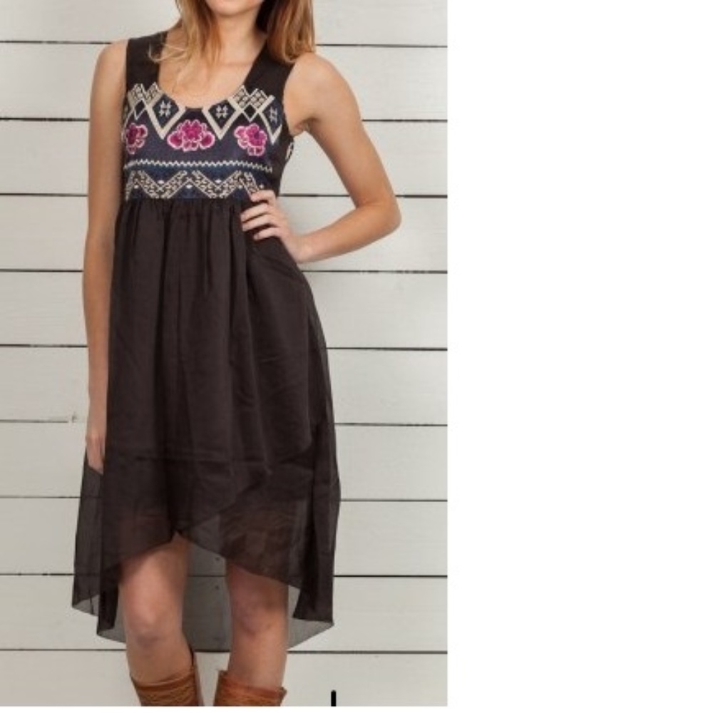 New Odd Molly Miss Word Hi Low Black Little Black Dress Size 1 (Small)